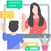 Teacher and student in classroom learning graphic design.