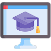 Square academic cap on computer monitor.