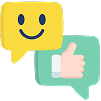 Happy emoticon symbol with smiley face graphics.