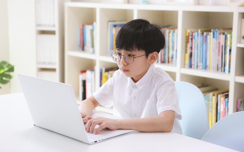 Young student using a laptop for personalised digital learning.